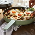 thumbnail image 2 of KitchenAid Enameled Cast Iron Skillet with Helper Handle and Pour Spouts, 12-Inch, Pistachio, 2 of 4