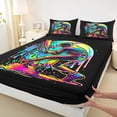 thumbnail image 4 of Castle Fairy Sport Baseball Gamer King Sheets 4pcs, Neon Ice Cream Drip Bedding, Black Green Yellow,1 Fitted Sheet, 1 Flat Sheet and 2 Pillowcases, 4 of 6