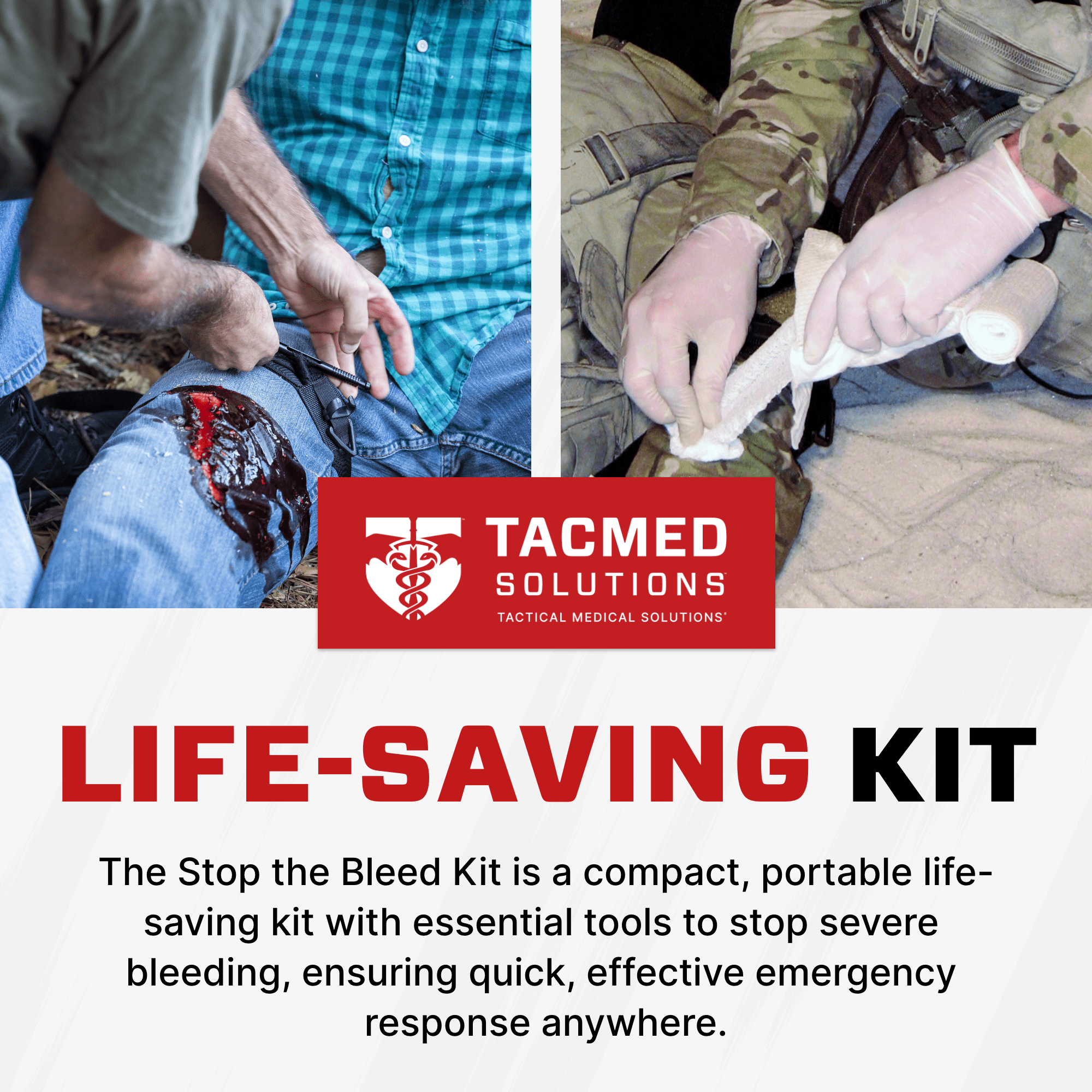 Stop The Bleed Basic Bleeding Control, Easy-to-Use Hemorrhage Control First Aid Kit with SOF Tourniquet & OLAES Modular Bandage, 7 Piece, TacMed Solutions