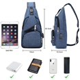 thumbnail image 3 of SHAR Men's Shoulder Briefcase, Chest Bag with USB Charging and Earphone Port, Men's Travel Backpack (Only a Backpack)，Blue, 3 of 5