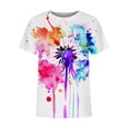 thumbnail image 4 of TSADFHJI T-Shirts pour Femmes Coupe Ample Manches Longues Imprimé Col Rond Manches Courtes T-Shirt TG Bleu Foncé, 4 of 5