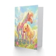thumbnail image 2 of Artery8 Greeting Card Cute Rainbow Ponies in Flower Meadow Cartoon For Child Kids Birthday Card, 2 of 3