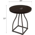 thumbnail image 3 of Round Side Table with Metal Pedestal Base (Umber Brown), 3 of 8