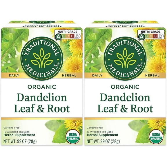 Tea, Organic Dandelion Leaf And Root Tea, 16 Bags (Pack Of 2)