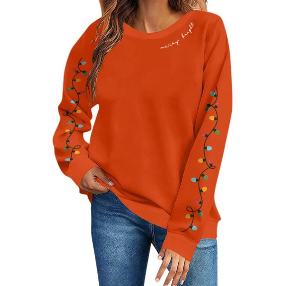Lovskoo Sweatshirts for Women:Snowman Printing Xmas Holiday Crewneck Long Sleeve Pullover Top