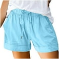 thumbnail image 1 of Women Plus Size Shorts Beach Drawstring Pockets Loose Comfortable Vacation Casual Wear, 1 of 6