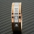 thumbnail image 3 of Tungsten Carbide Rings for Men Wedding Bands for Him 8mm Rose Gold Silver Center Stripe 0.15 Carat CZ, 3 of 5