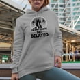 thumbnail image 2 of I'm Just Here to Get Belayed, Retro Rock Climbing or Climber Pun Quote, Heather Grey Hooded Sweatshirt or Hoodie, Medium, 2 of 5