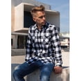 thumbnail image 2 of Build Your Brand - Camisa de manga larga a cuadros para hombre (Blanco/Negro), 2 of 3