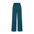 thumbnail image 5 of ClodeEU Women's Linen Blend Pant ,Mid Waist Elastic Waist Wide Leg Pant,Loose Fit Casual Trousers Blue,Womens Plus M, 5 of 7