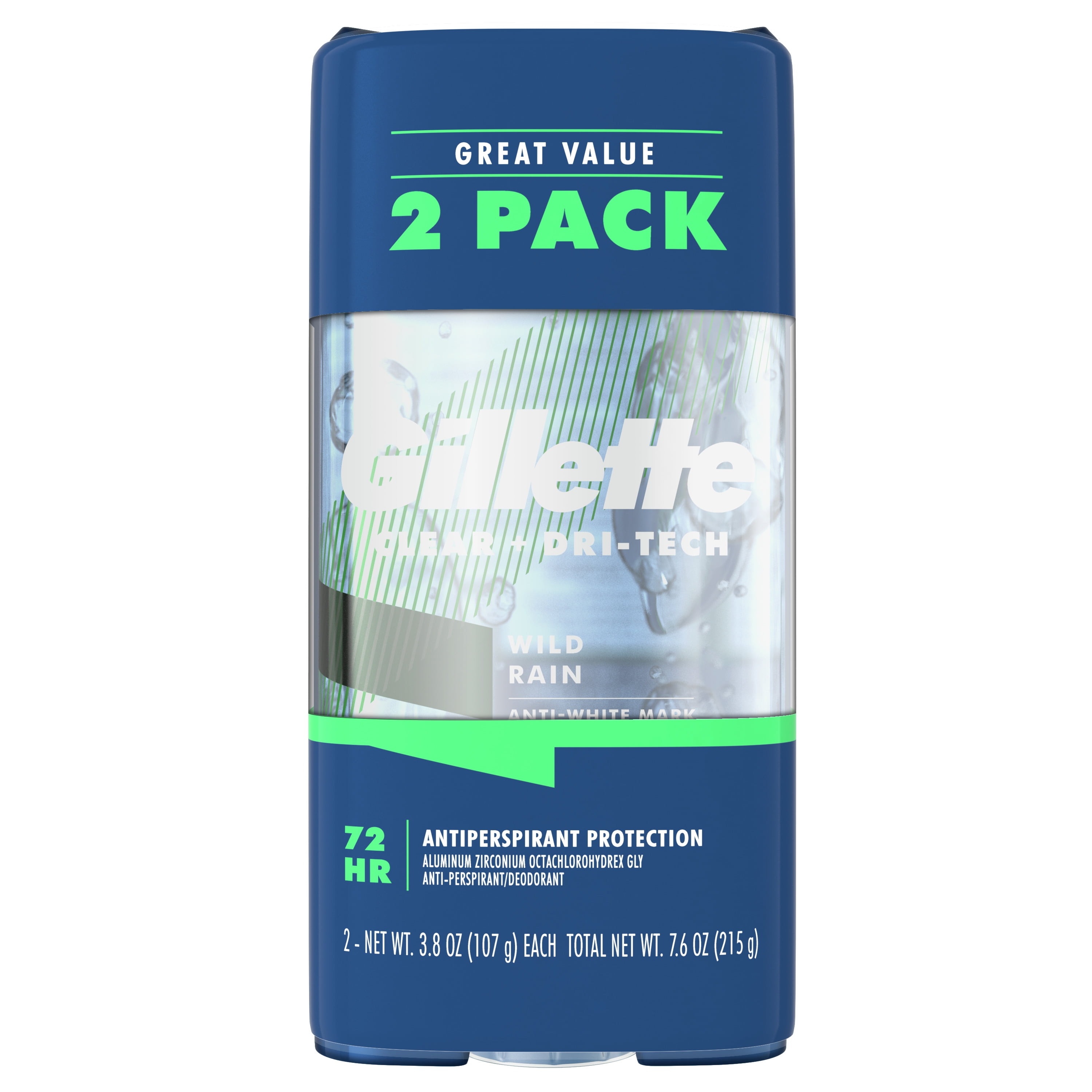 Gillette Clear Gel Mens Antiperspirant Deodorant, Wild Rain, 3.8 oz, 2