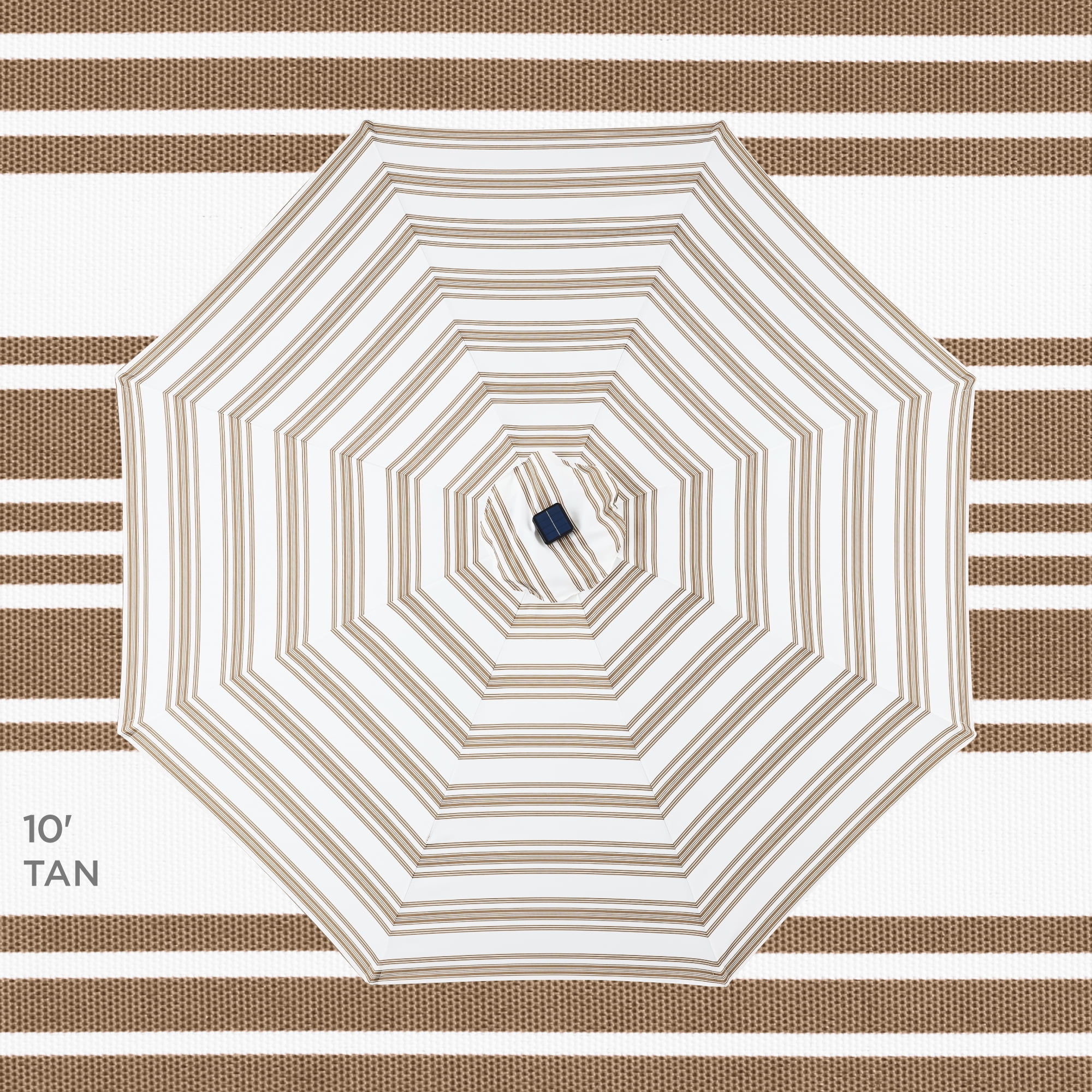 Best Choice Products 10ft Solar LED Lighted Patio Umbrella w/ Tilt Adjustment, UV-Resistant Fabric - Striped Tan