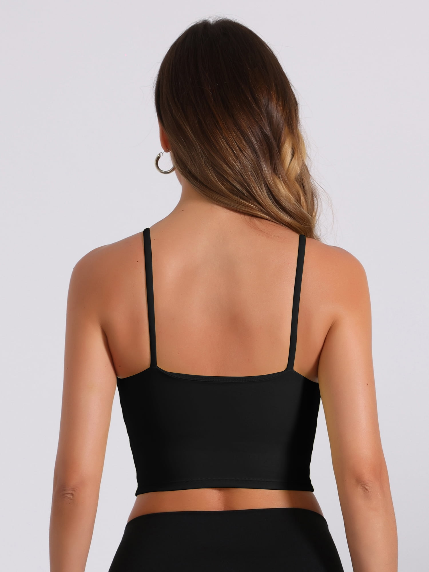 DARING DIVA Built-in Bra Padded Workout Basic Invisible Camisole M Black