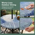 thumbnail image 5 of Round Outdoor Tablecloth with Umbrella Hole and Zipper, Blue Grey Palm Leaves Tablecloth with Elastic Waterproof, Summer Tropical Plants Botanical Patio Table Covers for 45" - 54" Picnic Pool Tables, 5 of 9