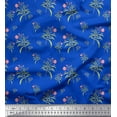 thumbnail image 1 of Soimoi Blue Cotton Duck Fabric Leaves & Flower Geometric Print Sewing Fabric BTY 42 Inch Wide, 1 of 3