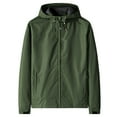 thumbnail image 4 of BXINGOHAI Men's Plus Size Rain Jacket With Hooded Drawstring Long Sleeved Raincoat Solid Full Zip Up Windbreaker Jackets Athletic Hiking Camping Outwear Army Green,XXL, 4 of 5