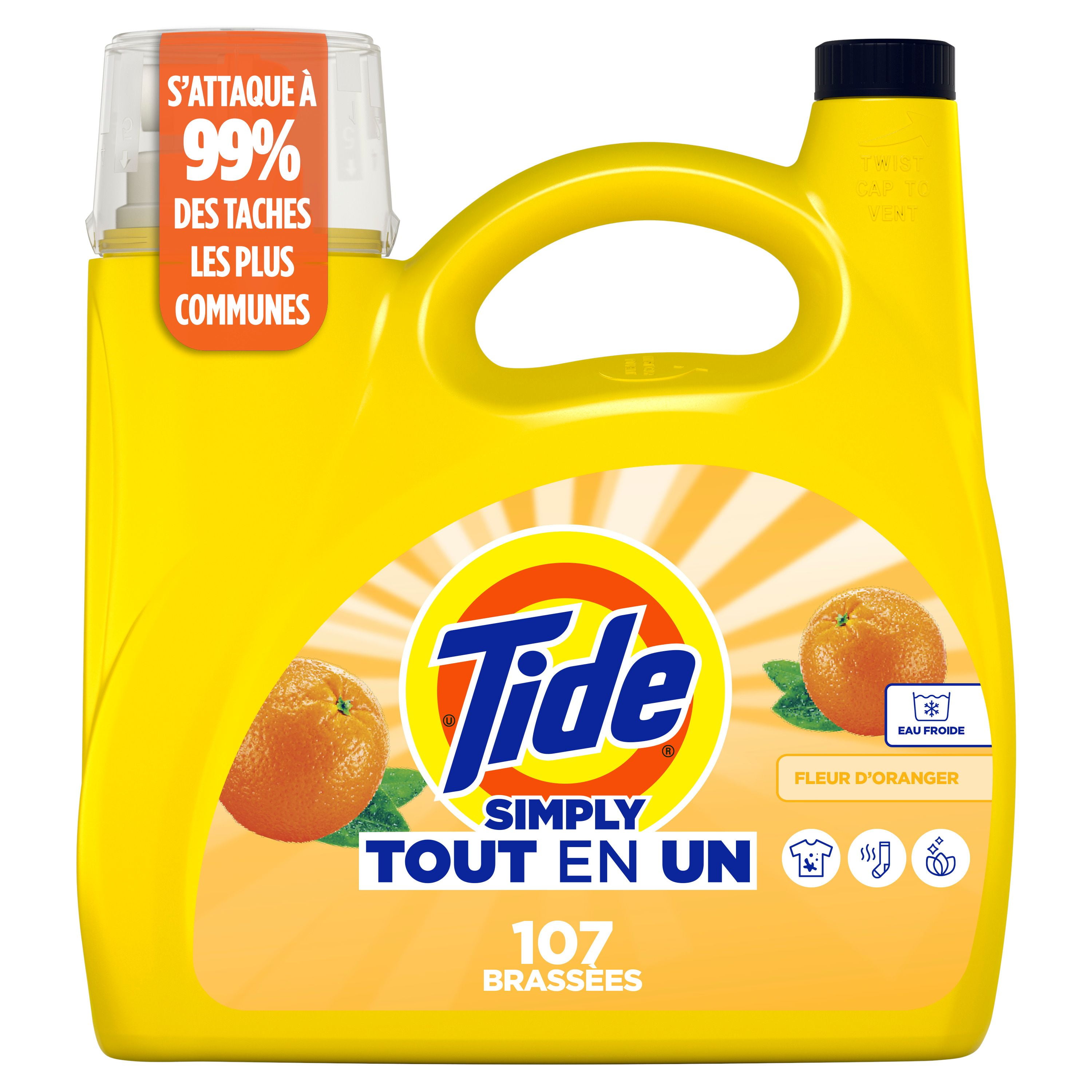Tide Simply All-In-One Liquid Laundry Detergent, Orange Blossom Scent, 107 Loads, 4.16 L, TIDE TD SMPLQ HEC OB107LD