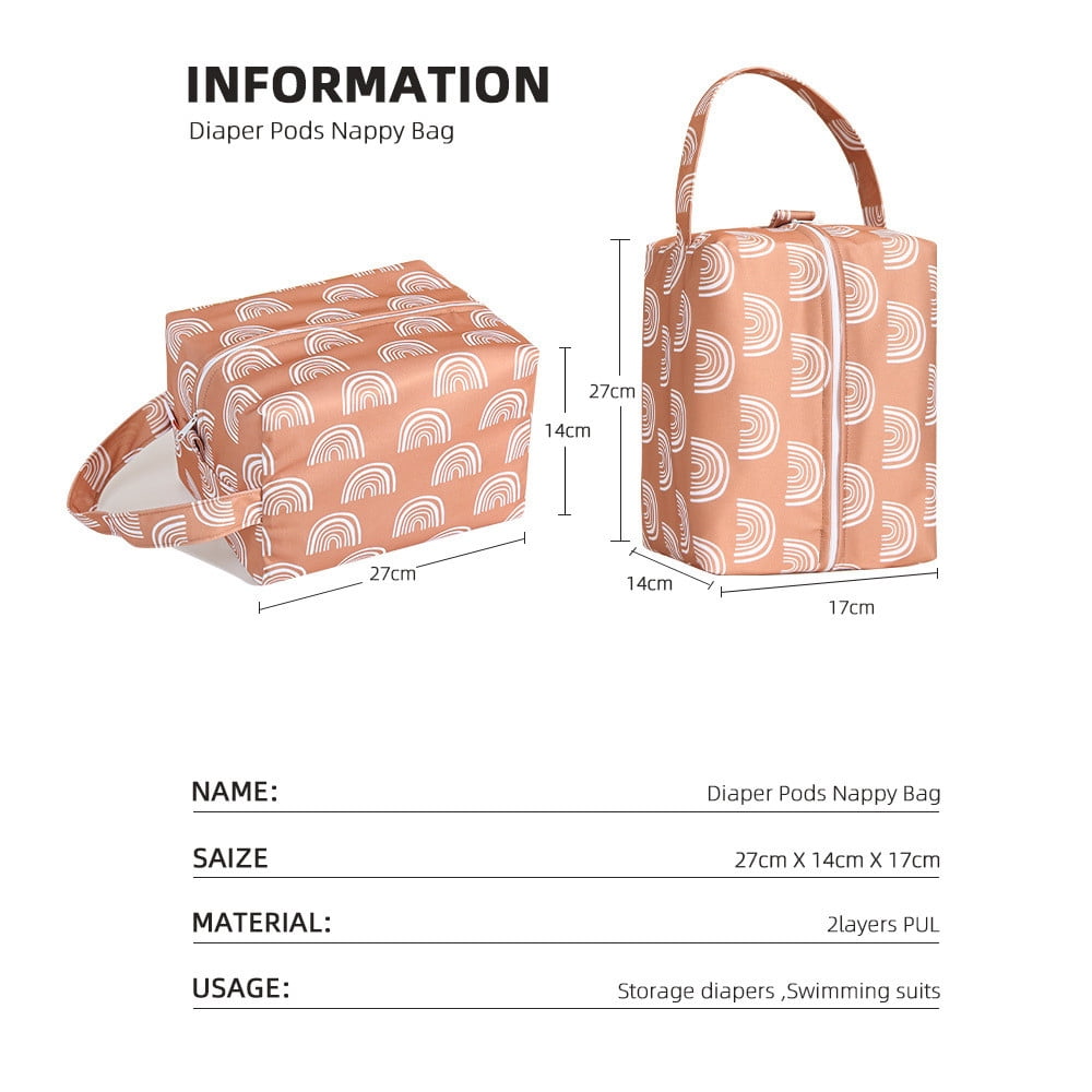 Baby Wet Dry Bag 3PCS Diaper Organizer Bag Nappy Pouch Water-resistan Diaper Pod for Baby Stroller, Diaper Bag,Travel Bag