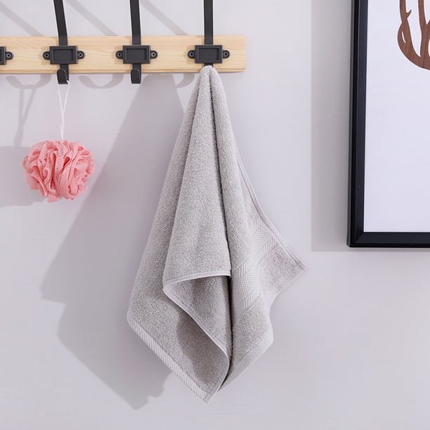Nvzi Toallas de 2 piezas, 12,99 x 29,13 pulgadas, toalla antibacteriana de algodón de fibra larga, liviana, toallas de secado rápido para su baño (gris claro)