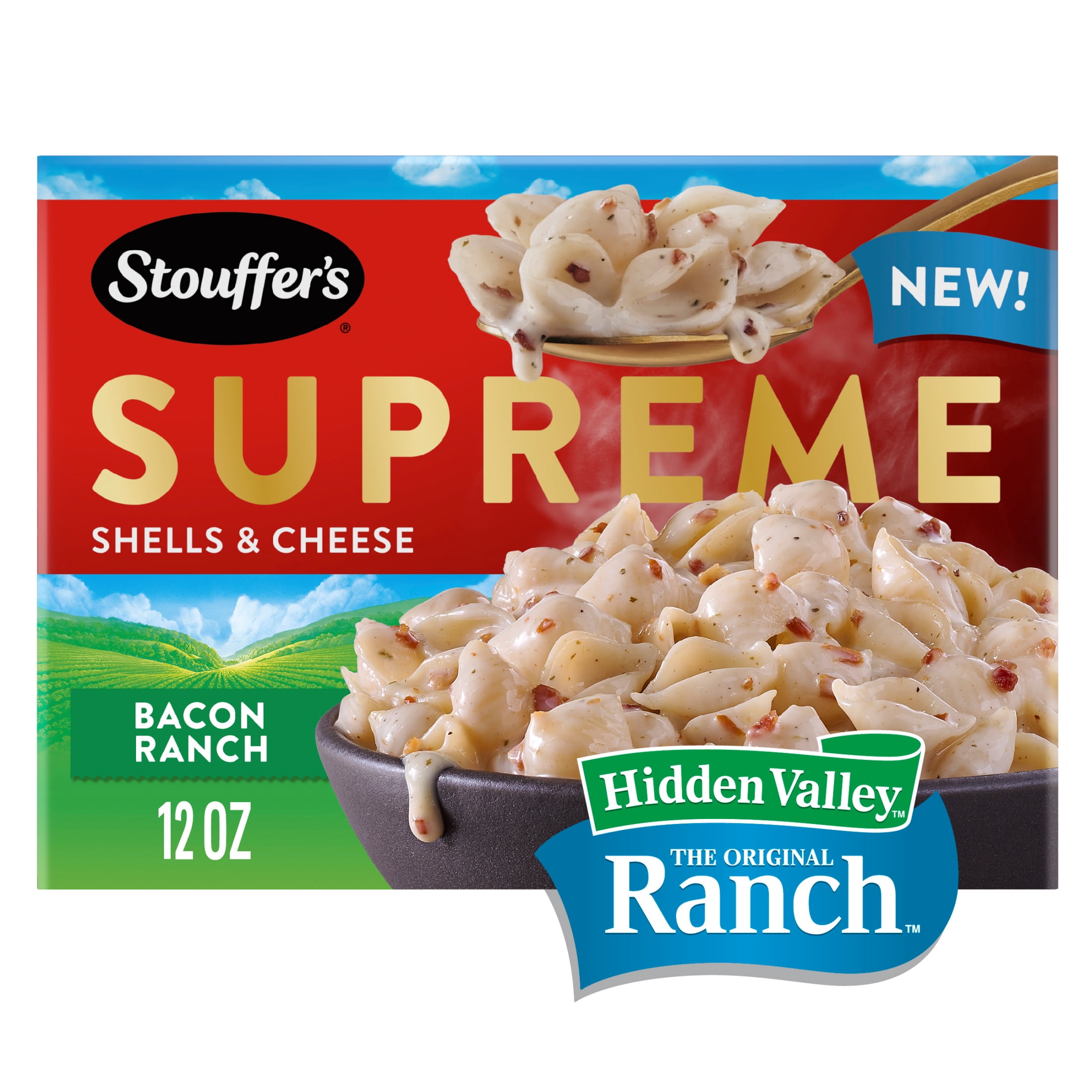 (4 pack) Stouffer's Supreme Hidden Valley, Bacon Ranch Shells and Cheese, Stovetop Mac and Cheese (Box) 12 oz
