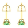 thumbnail image 4 of 14K Solid Gold Screw Back Stud Earrings for Women | 0.5 cttw Round Cut Simulated Green Diamond | Yellow Gold, 4 of 5