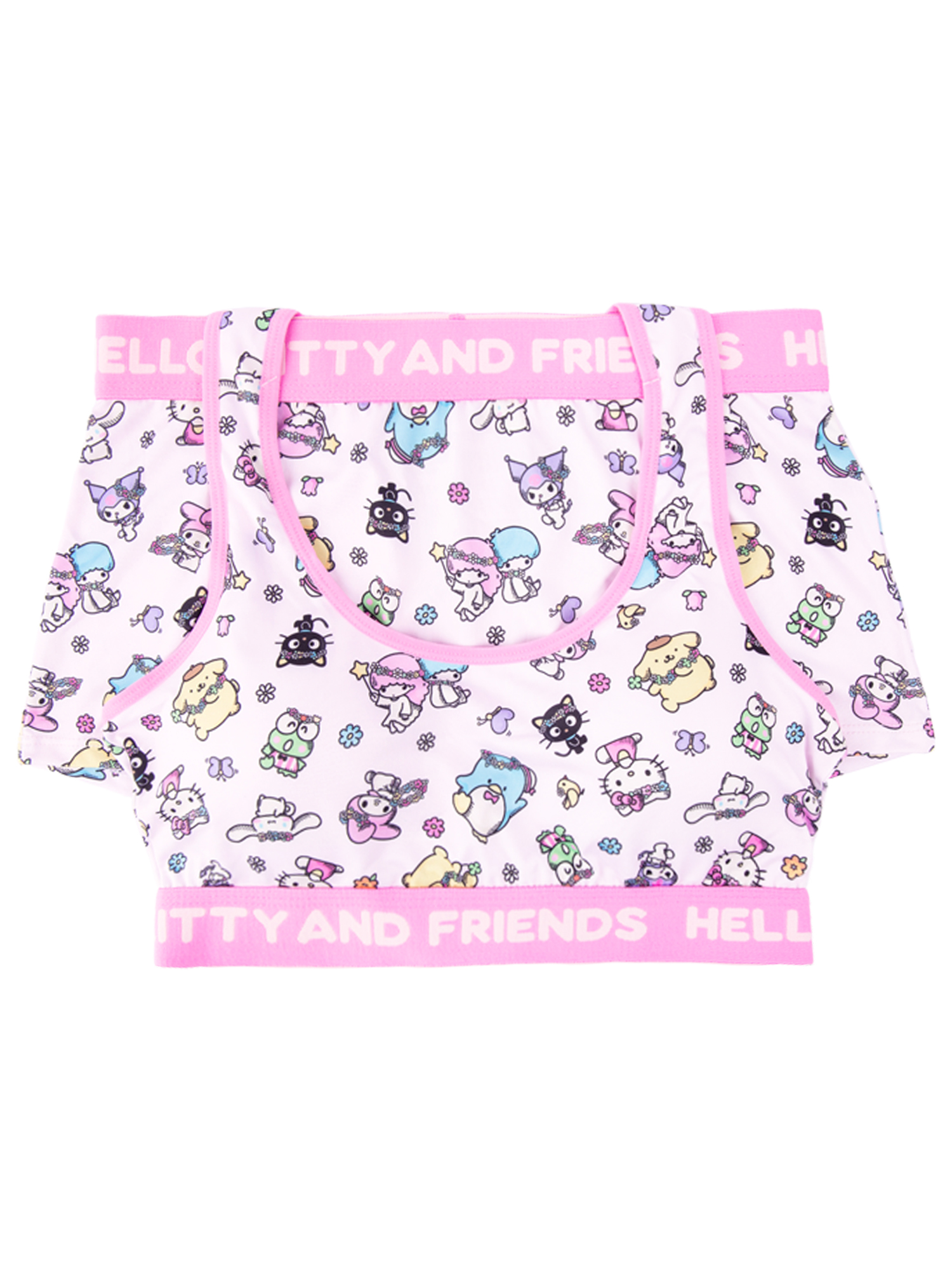 Hello Kitty & Friends Woman's and Juniors Racerback Bra & Boyshort Underwear set, 2-Pack, Size S-XL