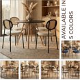 thumbnail image 3 of LeisureMod Modern 5-Piece Round Dining Set with Black MDF Table and 4 Leather Upholstered Chairs, Kitchen & Dining Room Furniture, Taupe, 3 of 9