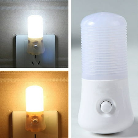 

Mairbeon Portable 3W Warm/White LED Night Light Home Bedside US Plug Switch Mini Lamp