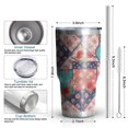thumbnail image 3 of 30oz Pioneer Flower Floral Print Pattern Tumbler, Double Wall Vacuum Insulated Cup, BPA-Free Leak Proof Lid & Reusable Straws, Hot 12h, Cold 34h, 3 of 6