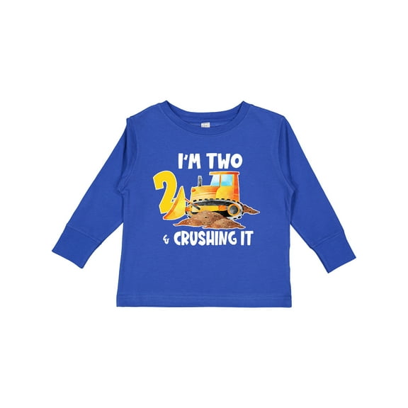 Inktastic I'm 2 and Crushing It Construction 2nd Birthday Boys or Girls Long Sleeve Toddler T-Shirt