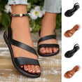 thumbnail image 2 of Qingpeng Womens Crisscross Wide Strap Open Toe Flat Slingback Sandals Comfort Slip On Lightweight Summer Footwear, 2 of 9