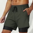 thumbnail image 2 of Hurxie Men's 2 in 1 Workout Running Shorts 5" with Pockets Quick Dry Gym Athletic Shorts with Compression Liner Army Green,L, 2 of 6