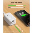 thumbnail image 4 of TROND Flat Plug Extension Cord Indoor with PD 20W USB C, 15ft Right Angle Small Power Bar, 3 Way Multiple Outlets, 4 Charging Ports (2 USB-, 4 of 7