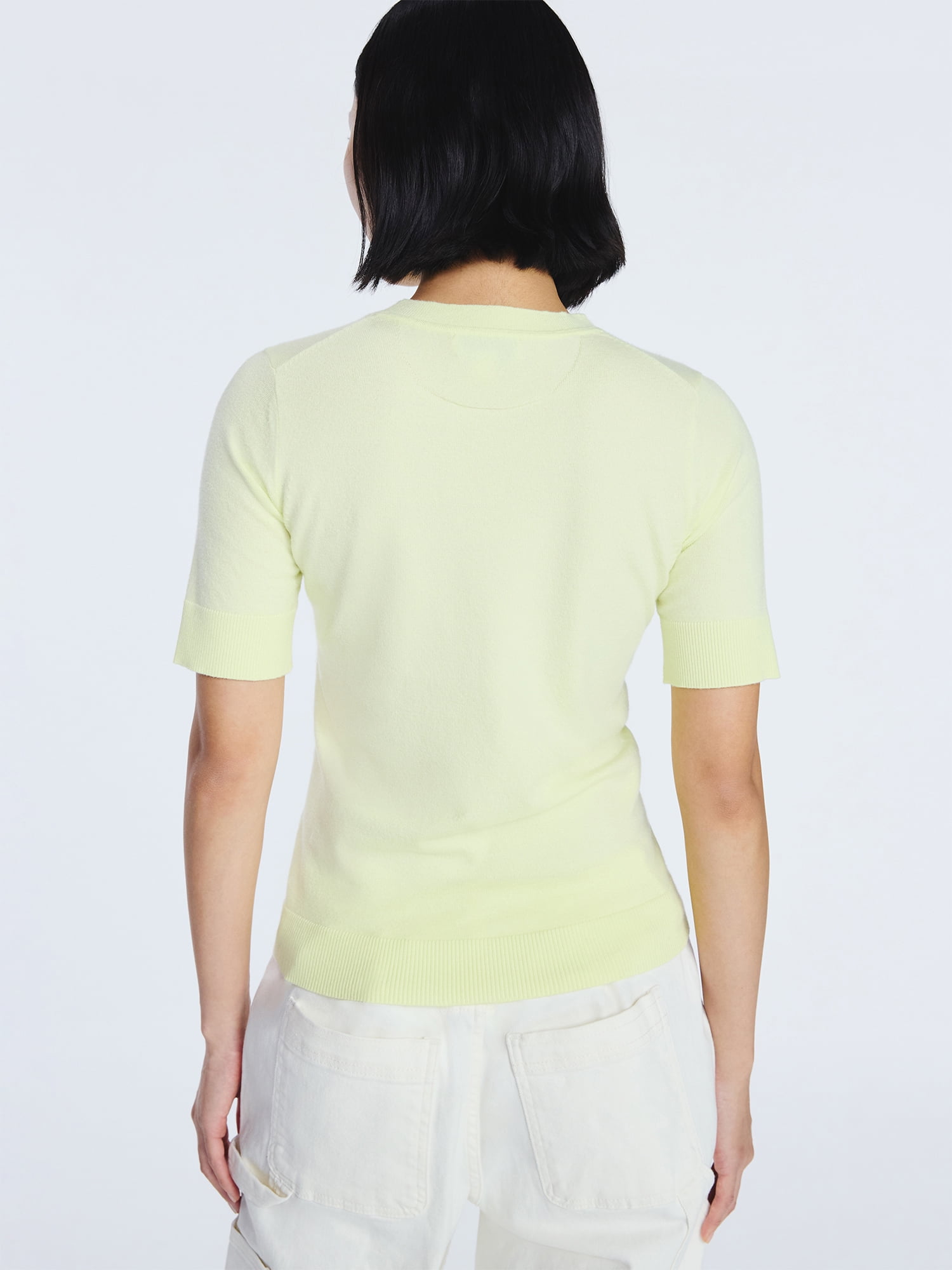 Free Assembly Women's and Women's Plus Cozy Yarn Shrunken Sweater Tee with Short Sleeves, Solid & Print, Lightweight, Sizes XS-4X