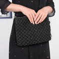 thumbnail image 2 of 1PC Cotton Woven Handbag Hollow Clutch Bag with Tassel for Summer Beach Women Black, 2 of 3