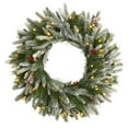 thumbnail image 2 of Nearly Natural 24in. Snowed Artificial Christmas Wreath with 50 Warm White LED Lights and Pine Cones, 2 of 5