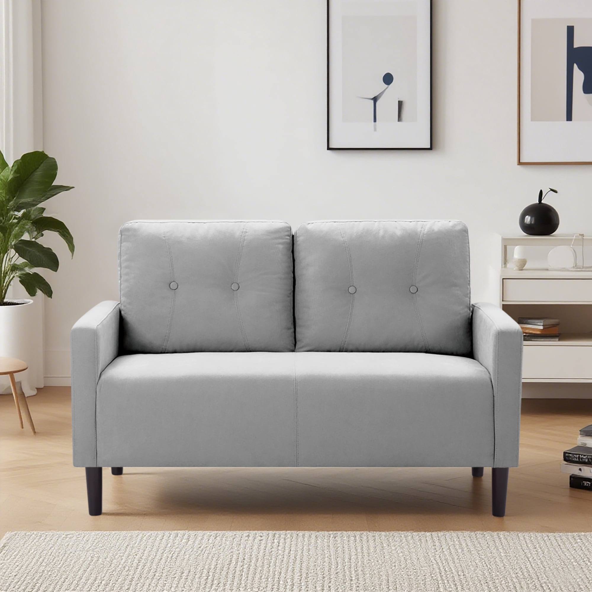 Gewnee 50.79”Loveseat Sofa,2 Seater Modern Couch with Removable Back Cushions,Comfy Futon Sofa for Apartment,Office.Light Grey