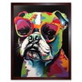 thumbnail image 1 of Rainbow Colour English Bulldog Puppy in Sunglasses Art Print Framed Poster Wall Decor 12x16 inch, 1 of 5