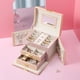 thumbnail image 2 of Joyero rosa con 2 cajones, organizador de joyas con cerradura y espejo, caja de viaje extraíble., 2 of 5