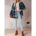 thumbnail image 4 of Chaqueta de Franela con Capucha y Cuadros para Mujer, Abrigo Grueso de Invierno para Mantener el , Chaqueta de Forro Cálida y Suave con Botones Verde S, 4 of 10
