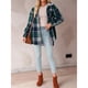 thumbnail image 4 of Chaqueta de Franela con Capucha y Cuadros para Mujer, Abrigo Grueso de Invierno para Mantener el , Chaqueta de Forro Cálida y Suave con Botones Verde L, 4 of 10