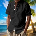 thumbnail image 1 of pstuiky camisetas de hombre, Blusa informal de manga corta con cuello vuelto y botones de color liso para hombre camisetas de hombre m, 1 of 9