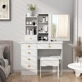 thumbnail image 5 of Yedigre Vanity Desk with Sliding Mirror and Lights,Bedroom Dressing Table,Makeup Table with Drawers & Shelves,Hidden Storage Space, 5 of 8