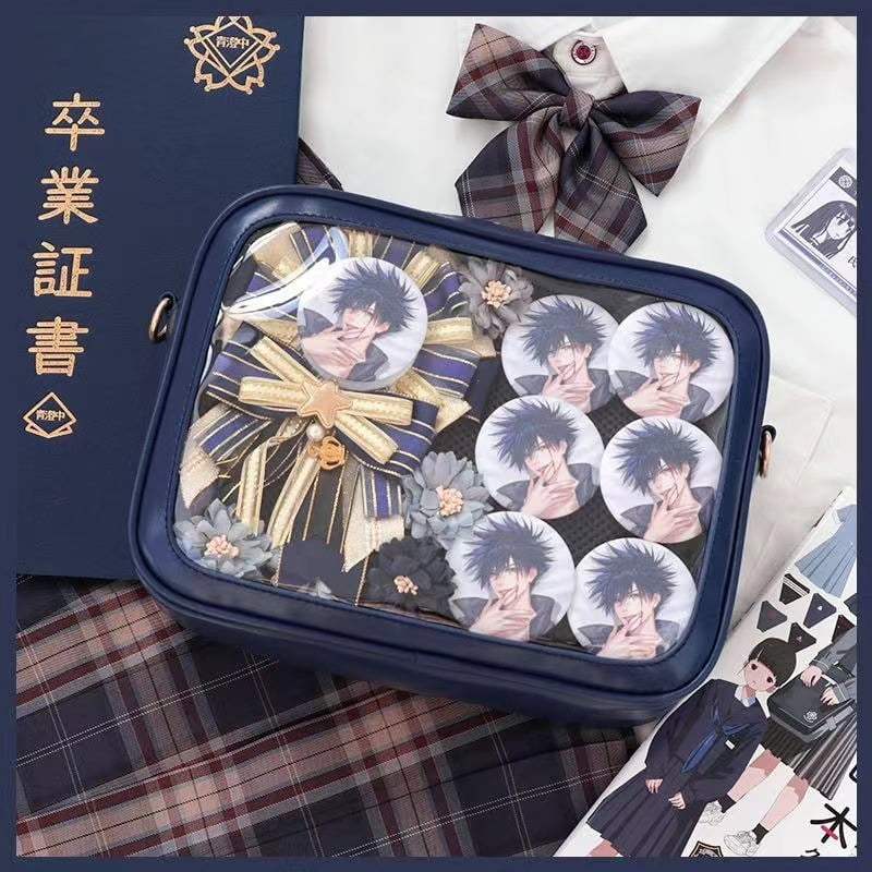 Baguery Cute Ita Bag - Multi-Purpose Crossbody/Messenger/Shoulder/Tote, Transparent Anime Pin Display, Premium PU Leather/PVC​