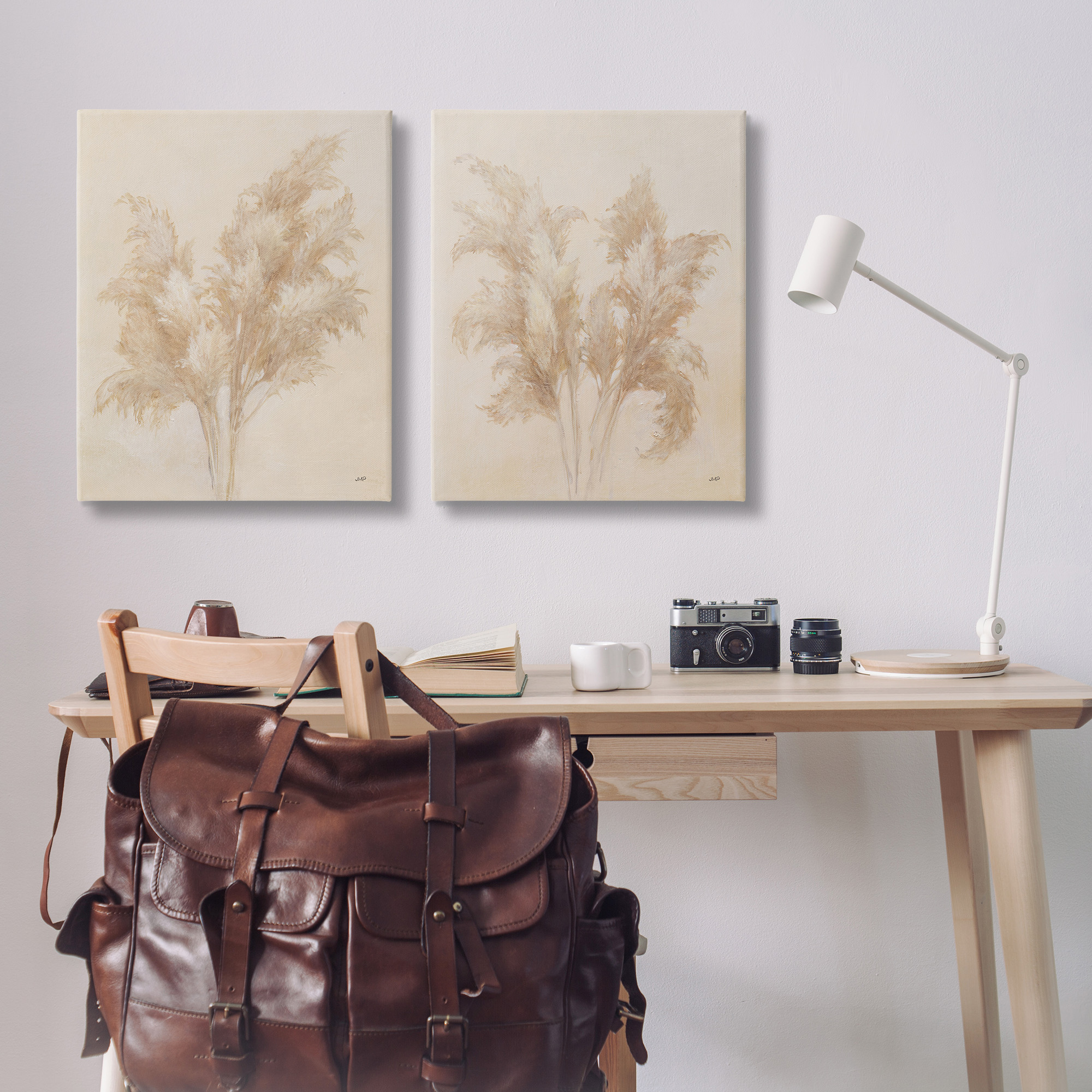 Stupell Industries Rural Reeds Studies Botanical & Floral Drawing Gallery Wrapped Canvas Art Print Wall Art, 24 x 30, Set of 2