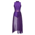 thumbnail image 3 of ZALDITA Women Lyrical Dance Costumes Glittery Rhinestone Contemporary Dancewear Mesh Maxi Long Dress Purple L, 3 of 7