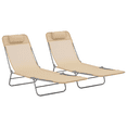 thumbnail image 1 of Outsunny Chaise Longue d'Extérieur, Chaise Pliante Inclinable, 2 Pcs, Brun, 1 of 10