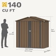 thumbnail image 7 of DWVO 6' x 4' Outdoor Storage Shed, Large Metal Tool Sheds, Heavy Duty Storage House with Lockable Doors & Air Vent for Backyard Patio Lawn to Store Bikes, Tools, Lawnmowers,Brown, 7 of 7