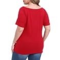 thumbnail image 6 of Gocolloa Womens Plus Size Boat Neck Short Sleeve T Shirts Slim Fit Summer Dressy Tops Tee Red 2X, 6 of 6