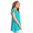 thumbnail image 3 of Women's Solid Casual Short Sleeve Loose Fit pockets Knit Tunic Top S-3XL, 3 of 4